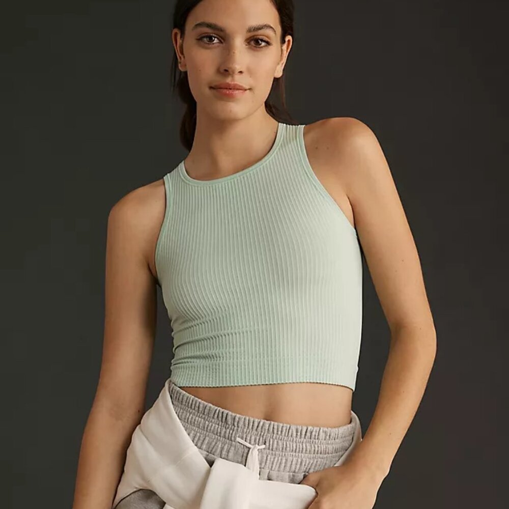 Anthropologie The Reegan Seamless Ribbed Cropped Tank (NEW - GREEN)